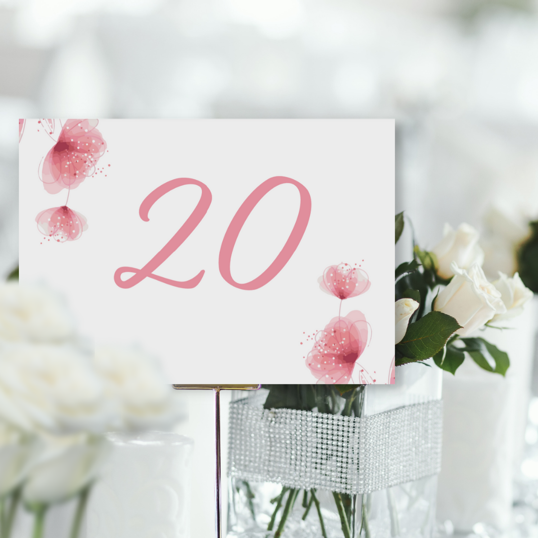 Picture of Zoe Table Names & Numbers in Pink (Landscape)