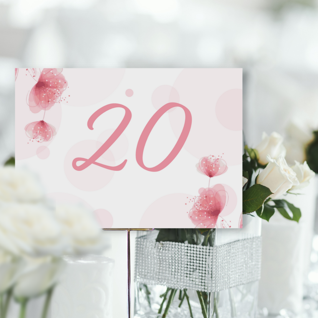 Picture of Harper Table Names & Numbers in Pink (Landscape)