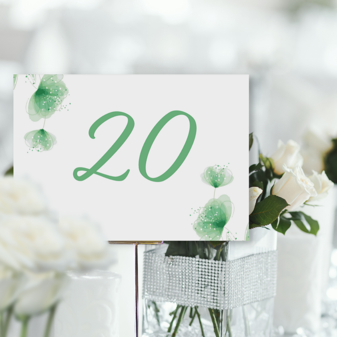 Picture of Zoe Table Names & Numbers in Green (Landscape)