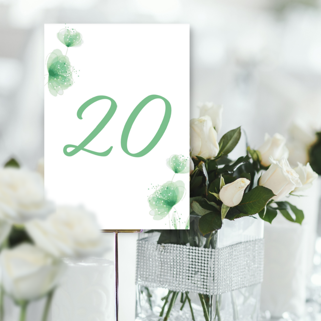 Picture of Zoe Table Names & Numbers (Portrait) in Green