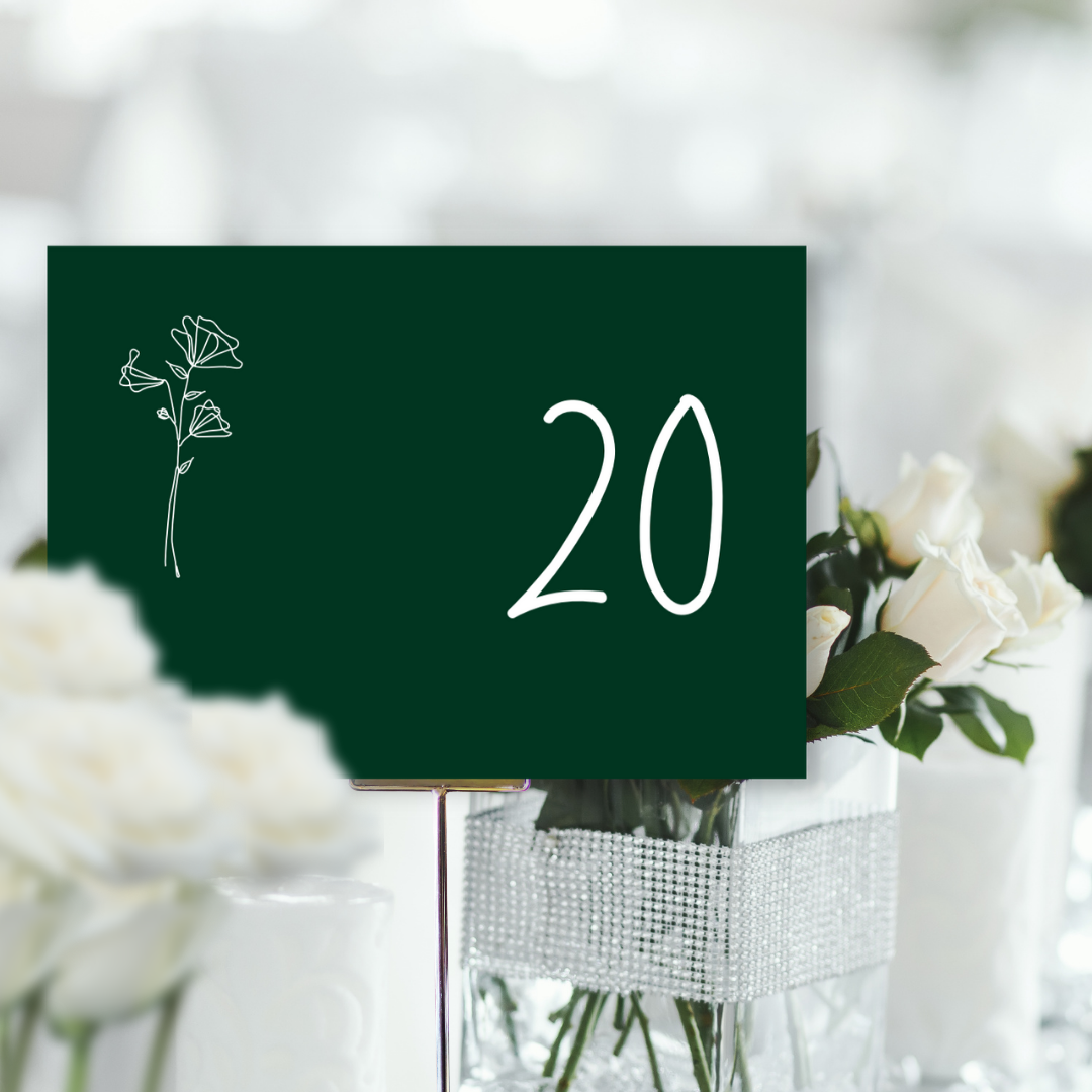 Picture of Naomi Table Names & Numbers in Green (Landscape) 