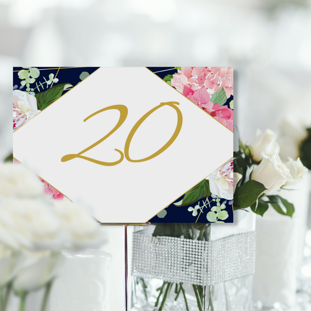 Picture of Emma Table Names & Numbers in Navy (Landscape)