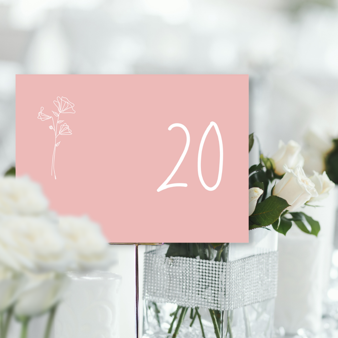 Picture of Naomi Table Names & Numbers in Pink (Landscape) 