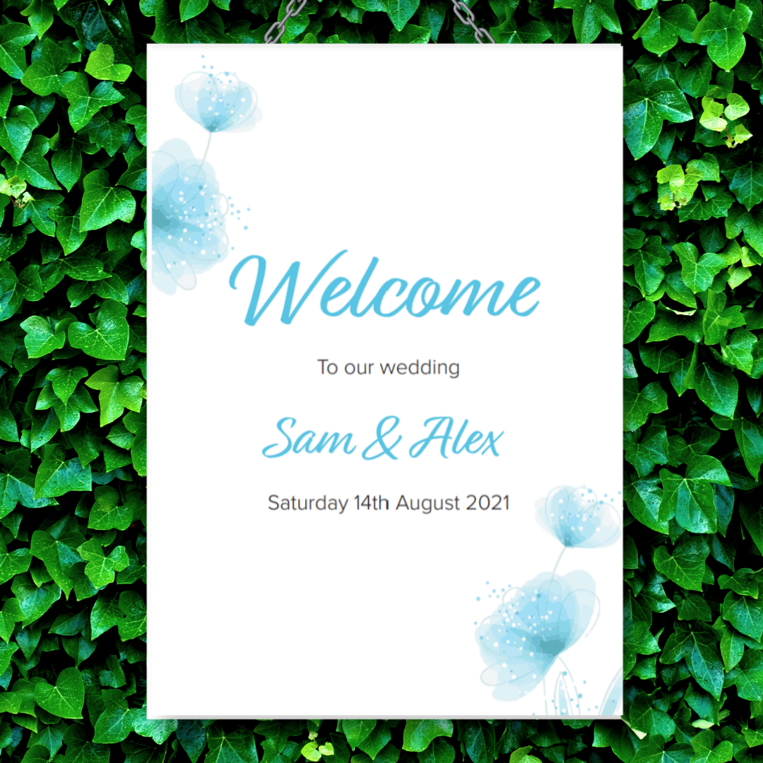 Picture of Zoe A2 Welcome Sign in Blue