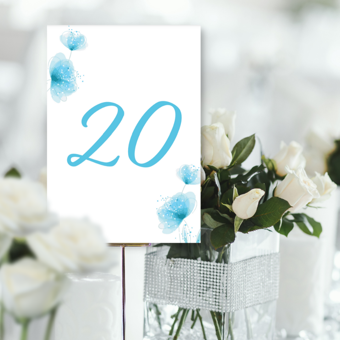 Picture of Zoe Table Names & Numbers (Portrait) in Blue