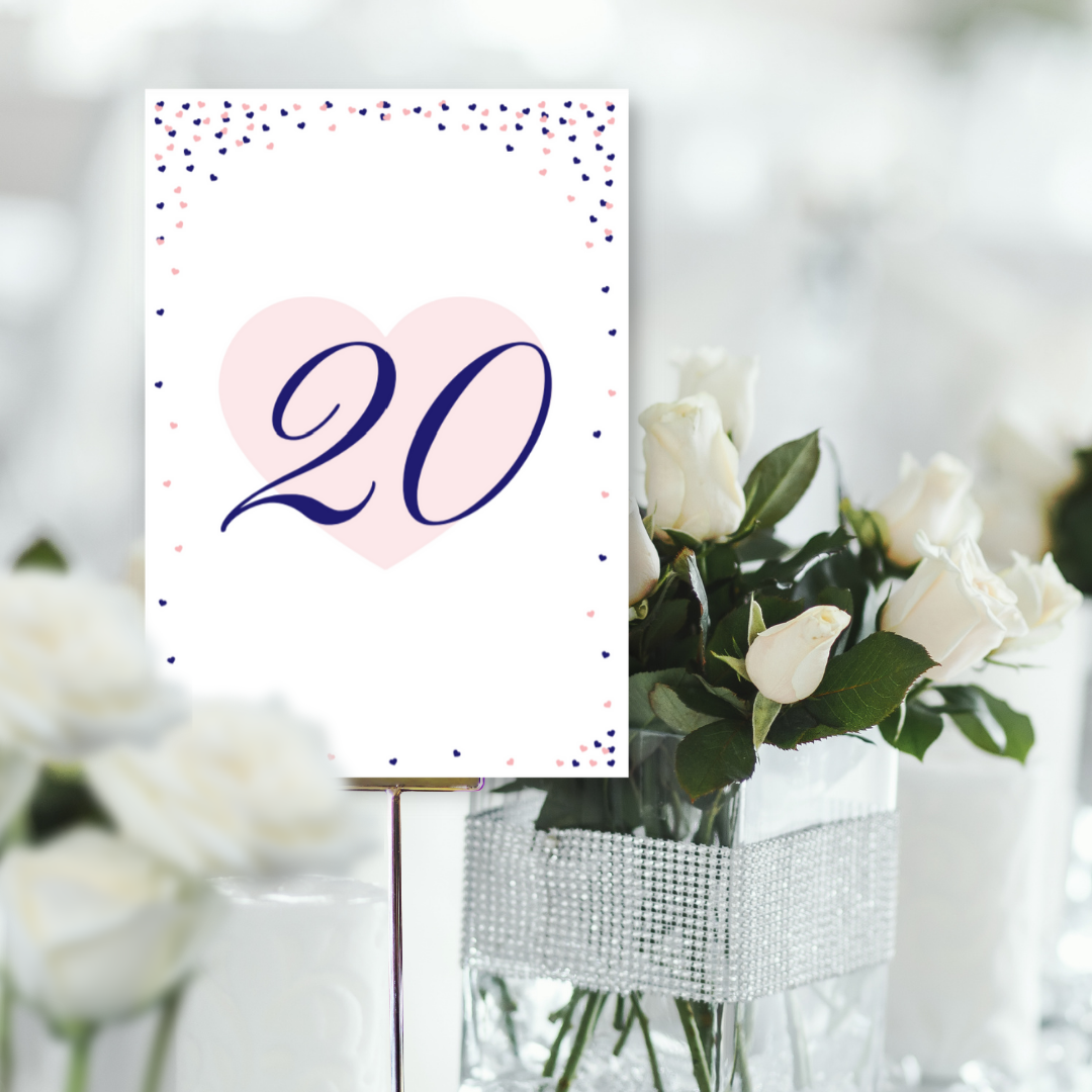 Picture of Julia Table Names & Numbers (Portrait) in Pink