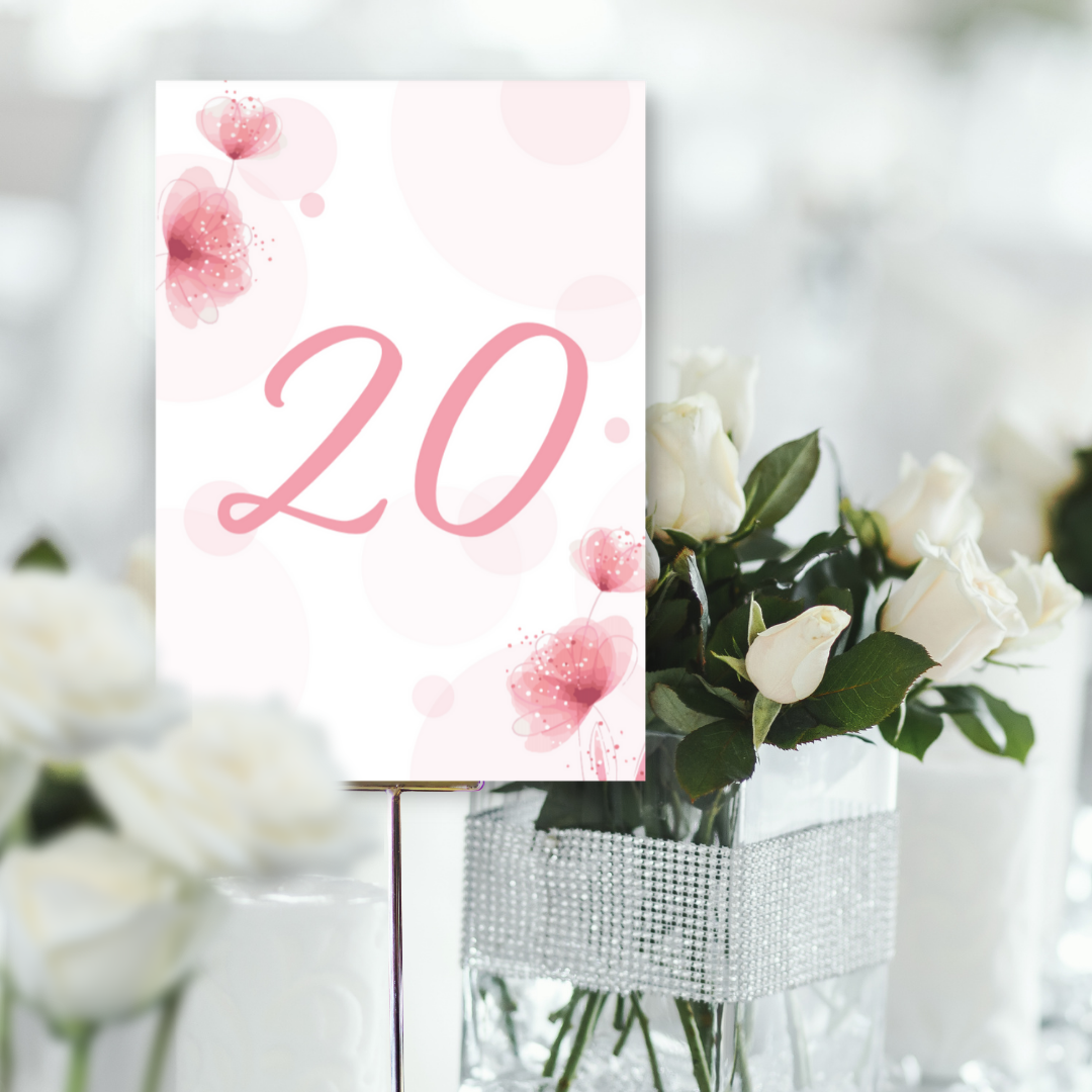 Picture of Harper Table Names & Numbers (Portrait) in Pink