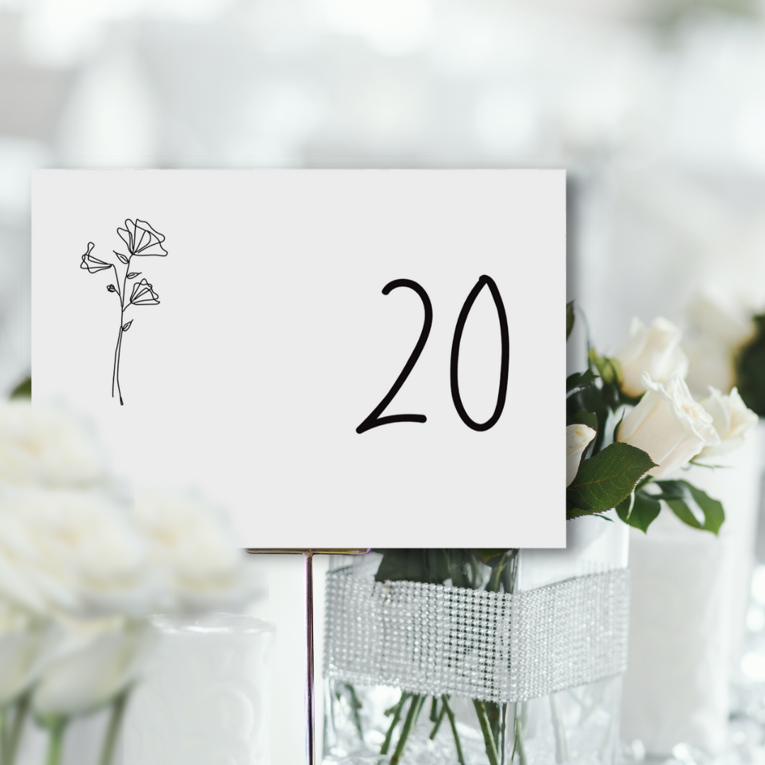 Picture of Naomi Table Names & Numbers in White (Landscape) 