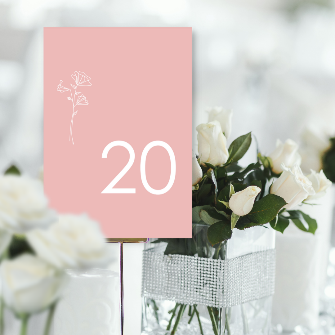 Picture of Naomi Table Names & Numbers (Portrait) in Pink