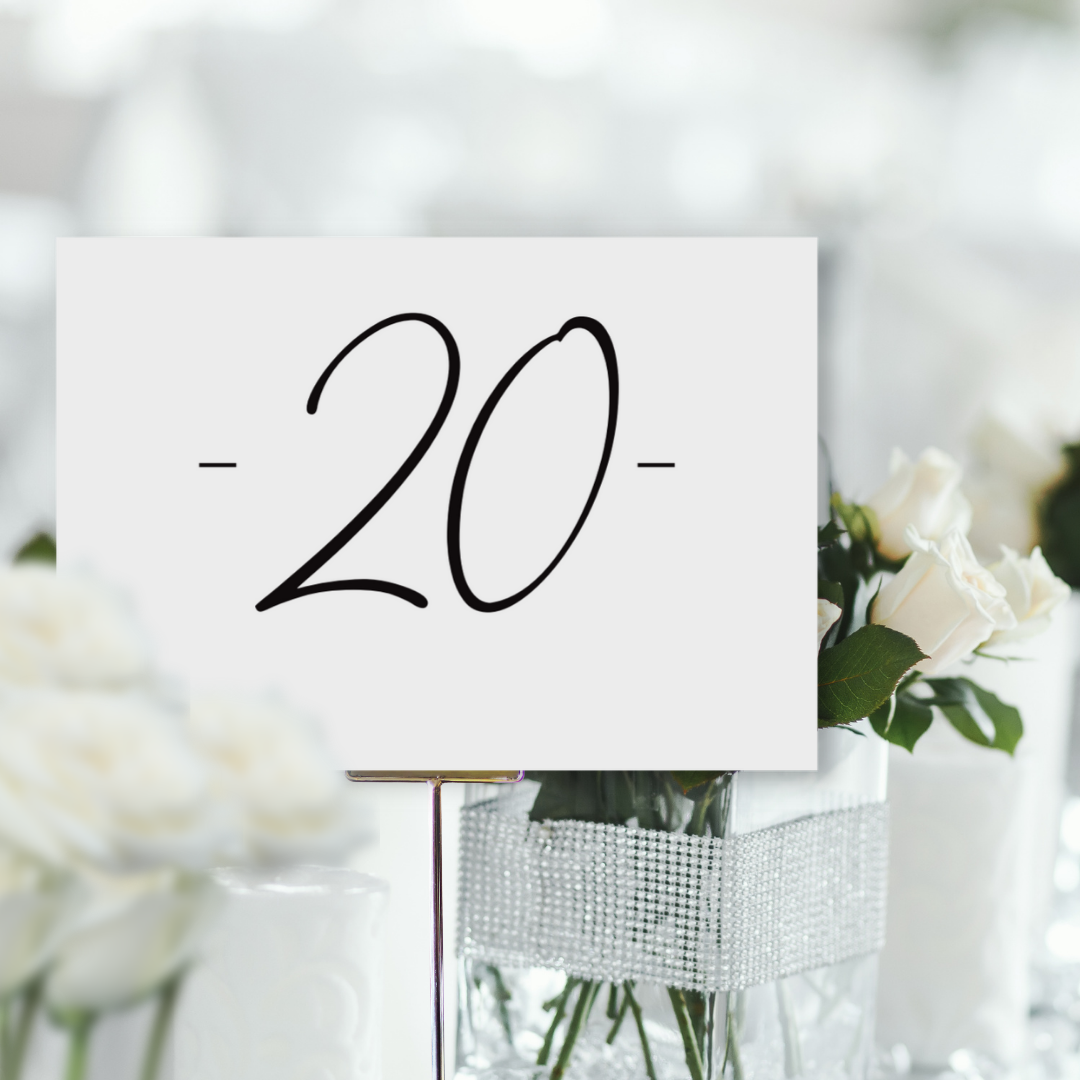 Picture of Mia Table Names & Numbers in White (Landscape)
