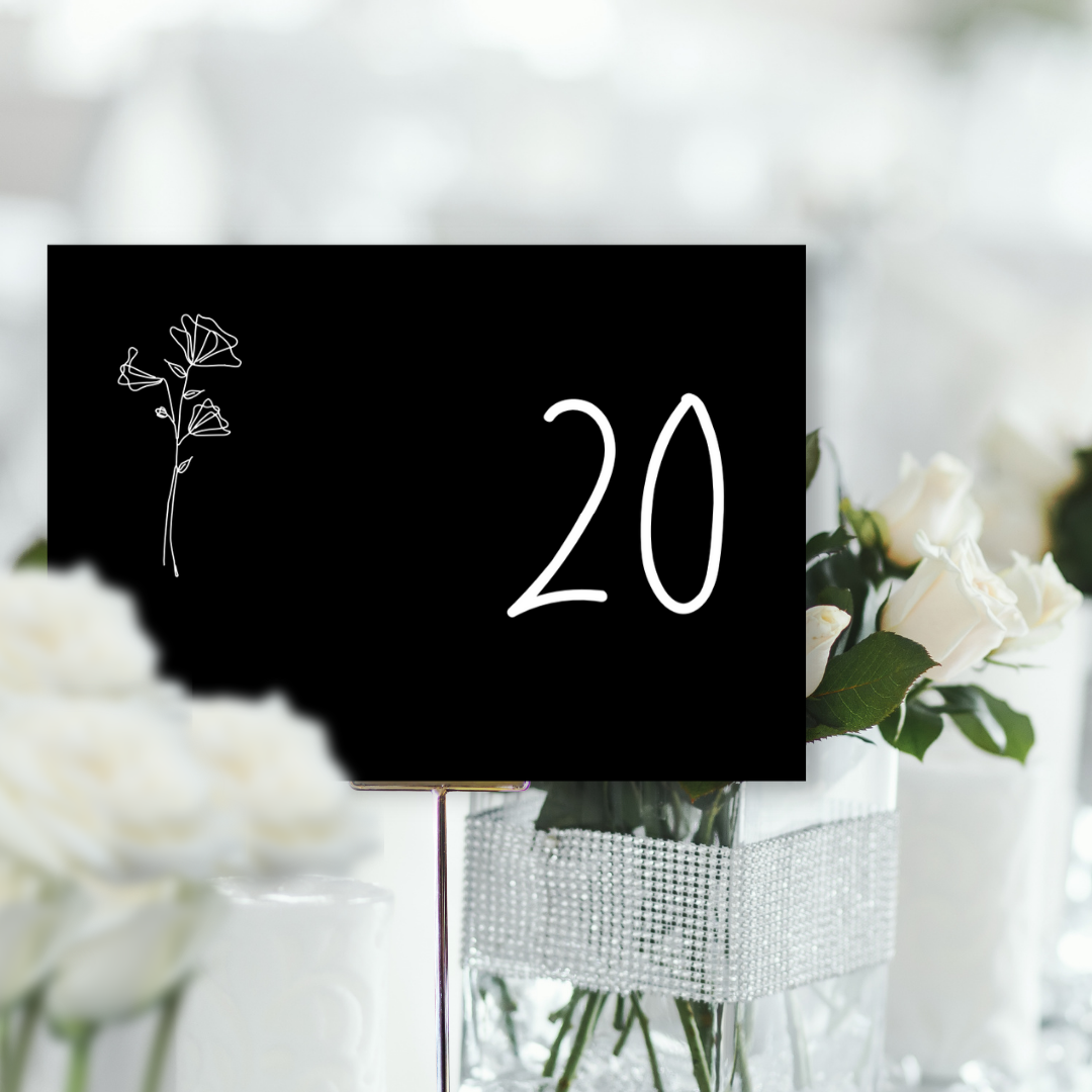 Picture of Naomi Table Names & Numbers in Black (Landscape) 