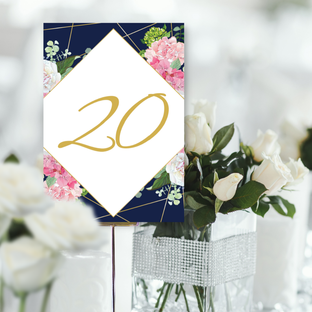 Picture of Emma Table Names & Numbers (Portrait) in Navy