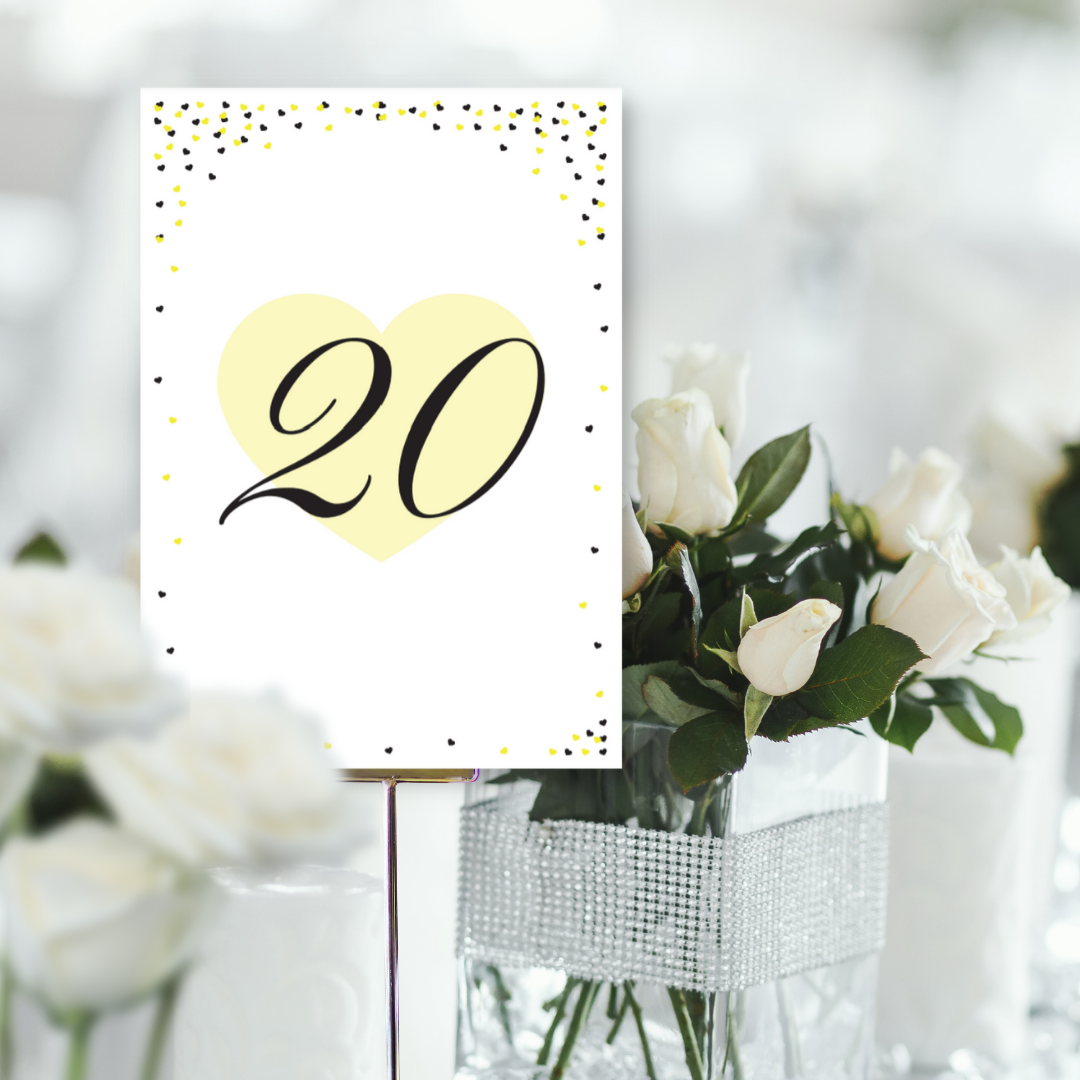 Picture of Julia Table Names & Numbers (Portrait) in Yellow