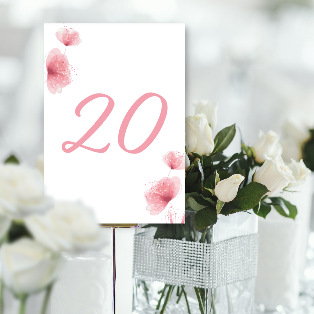 Picture of Zoe Table Names & Numbers (Portrait) in Pink