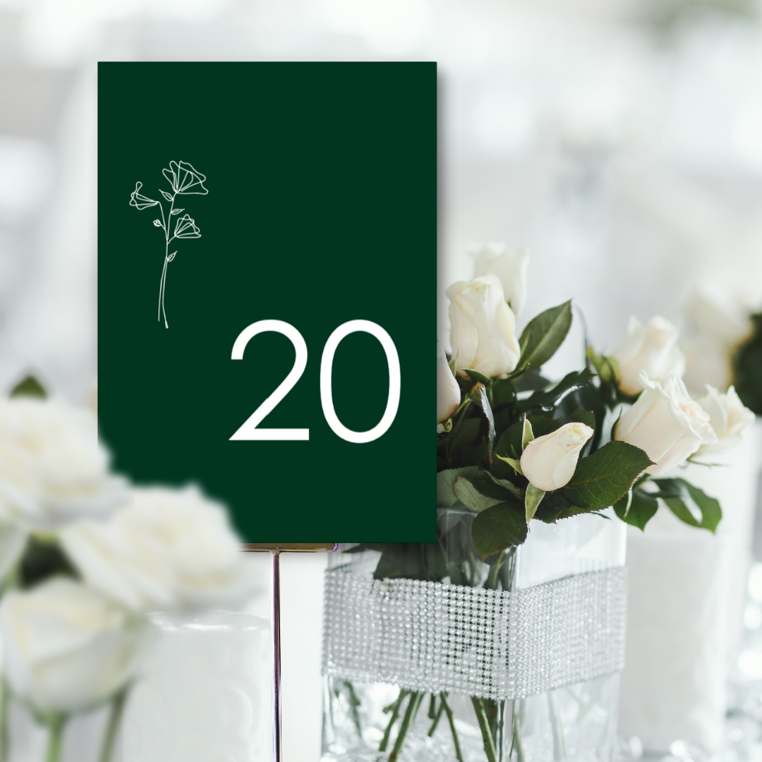 Picture of Naomi Table Names & Numbers (Portrait) in Green