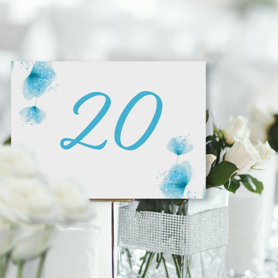 Picture of Zoe Table Names & Numbers in Blue (Landscape)
